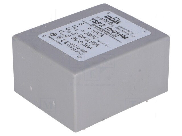 Transformator: ingegoten; 10VA; 230VAC; 9V; 9V; 550mA; 550mA; PCB Transformator: ingegoten; 10VA; 230VAC; 9V; 9V; 550mA; 550mA; PCB